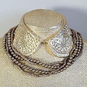 VINTAGE LUCKY BRAND Necklace Beaded Long Double Strand Bronze Bohemian Hippie